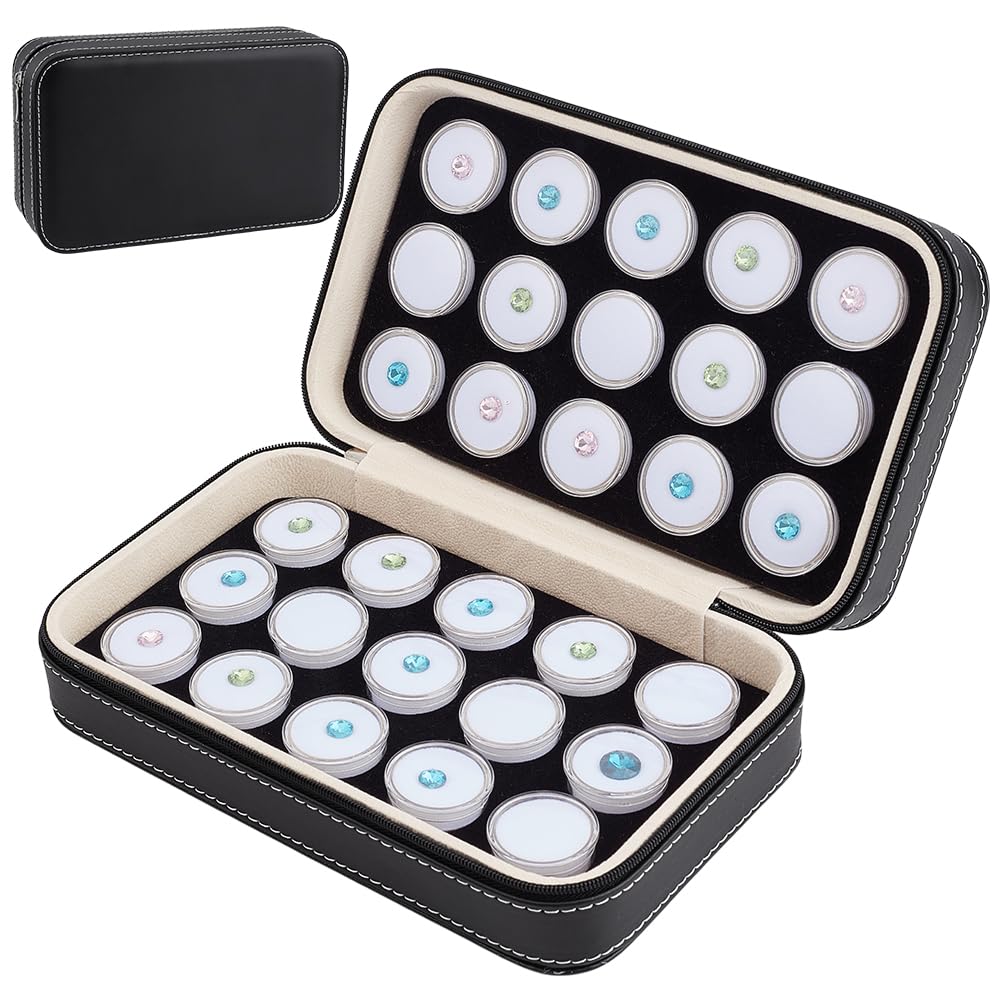 BENECREAT 30 pots à Pierres 22x13x6.5cm Présentoir à Bijoux en Cuir Précieuses Coffret de Diamants en Vrac avec Insert en Mousse Blanche Boîtes à Diamants pour le Stockage D'Objets de Collection