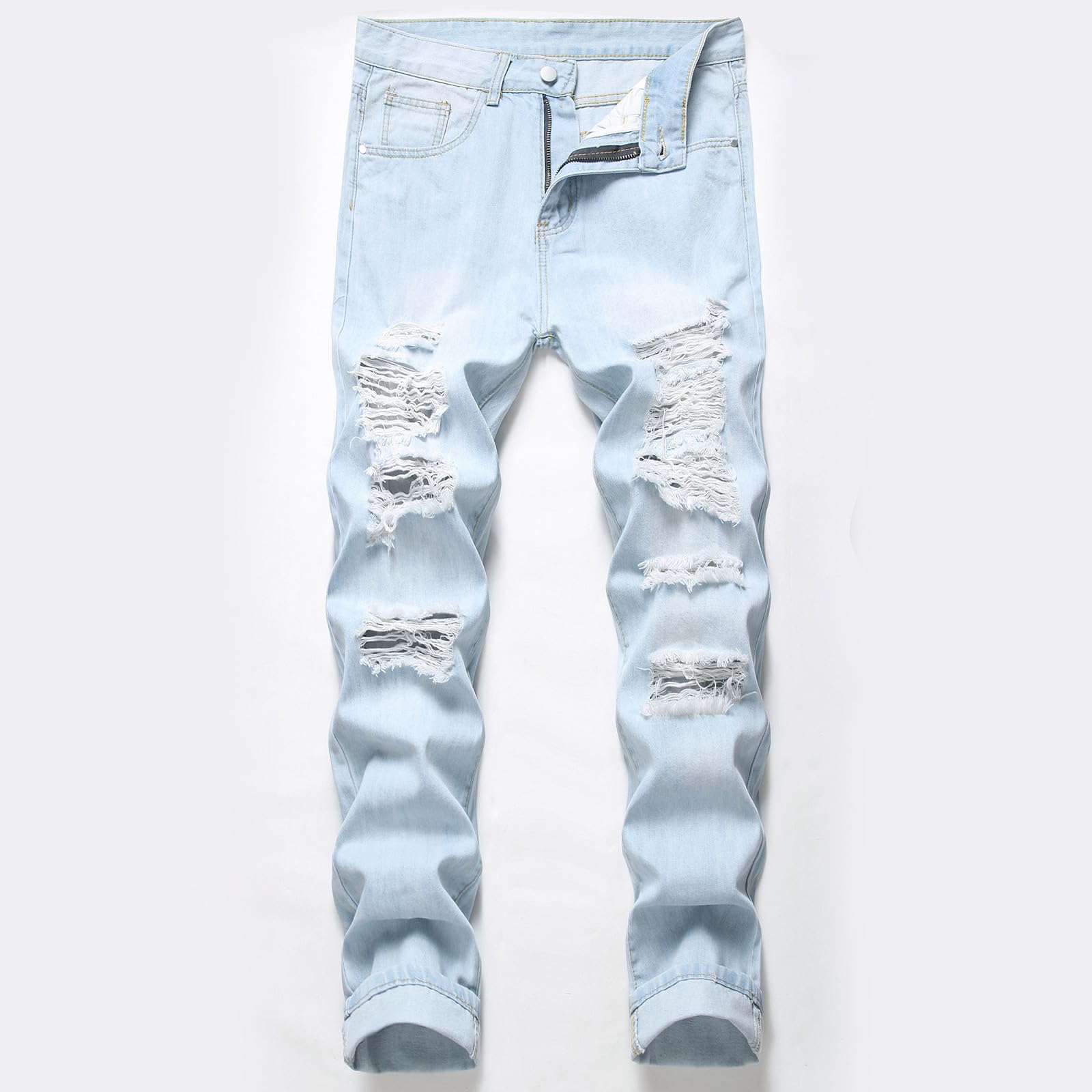 Jeans Uomo Strappati, Pantaloni Uomo Jeans Elasticizzati Pantaloni Lunghi Casual Denim Stretch Strappati Skinny Moda Jean Sportiva Jogging Jeans Uomo Taglie Forti Jeans Leggeri Stile Streetwear Y2k