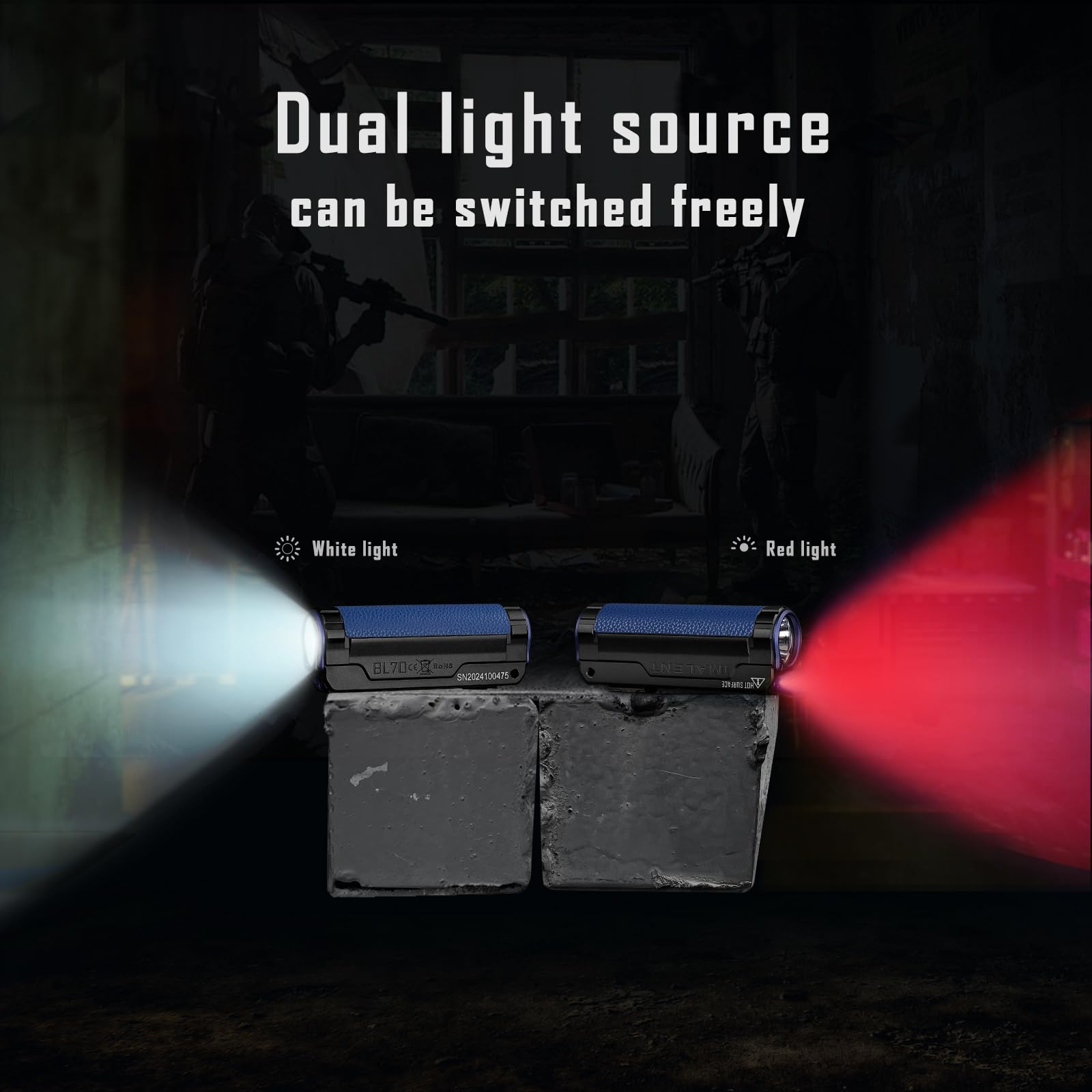 IMALENT BL70 Lampe Torche EDC 6000 Lumens — Rouge et Tactique OLED, CREE XHP70.2, Rechargeable — Pour Camping Police Sécurité
