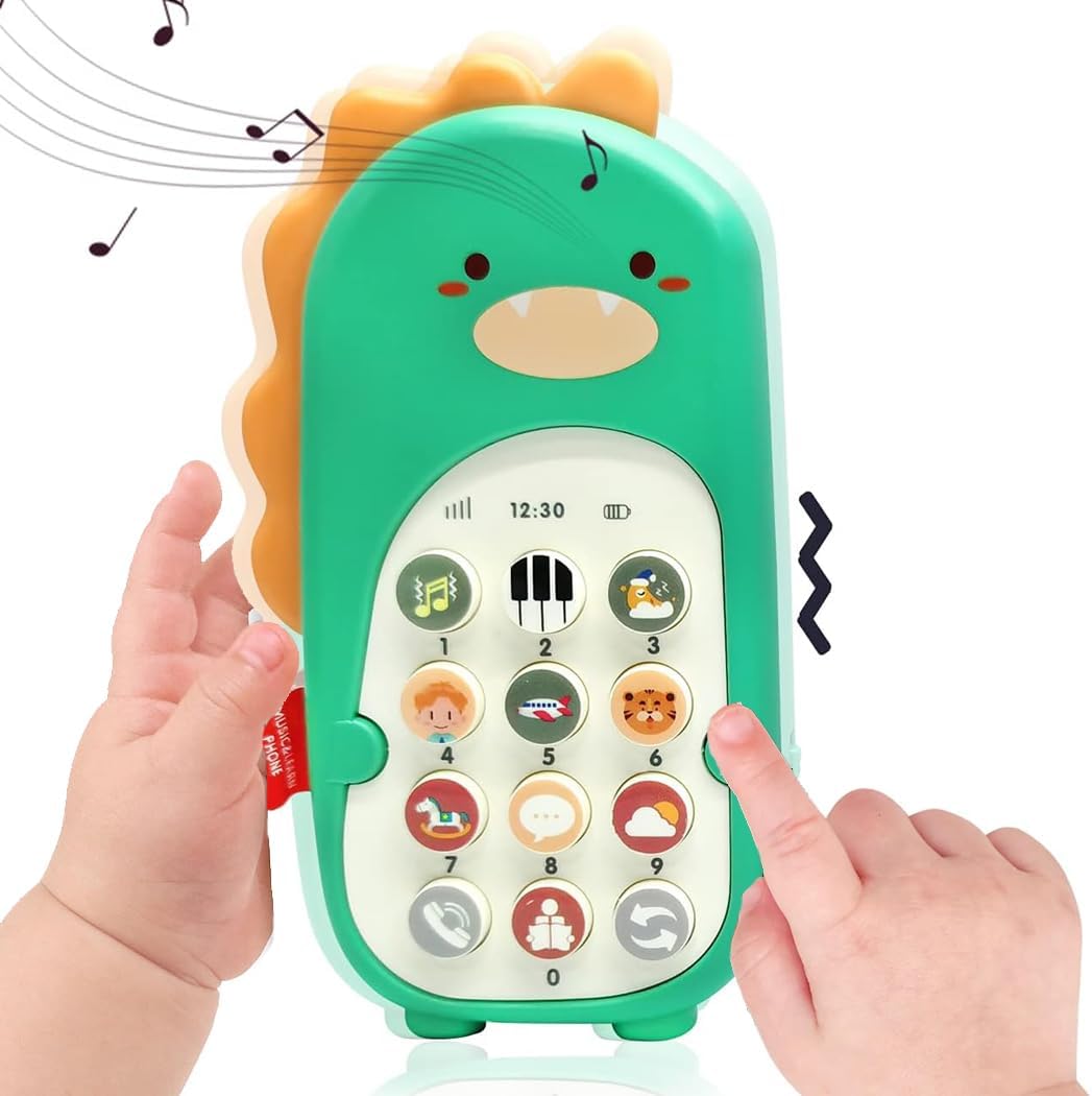 MRTURK REVHQ Baby Cell Phone Toys with Music,Kids Teething Toys Play Phone Musical Educational Toys for 6 12 16 18 Months Baby Toddlers and Aged 1+ Kids