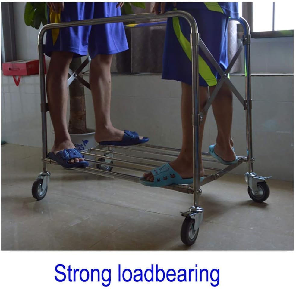 Trolley Trolley On Wheels Tool Folding Lobby Linen Cart with Universal Brake Wheel, Hotel Laundry Sorter Rolling Cart, Grey Removable Cover