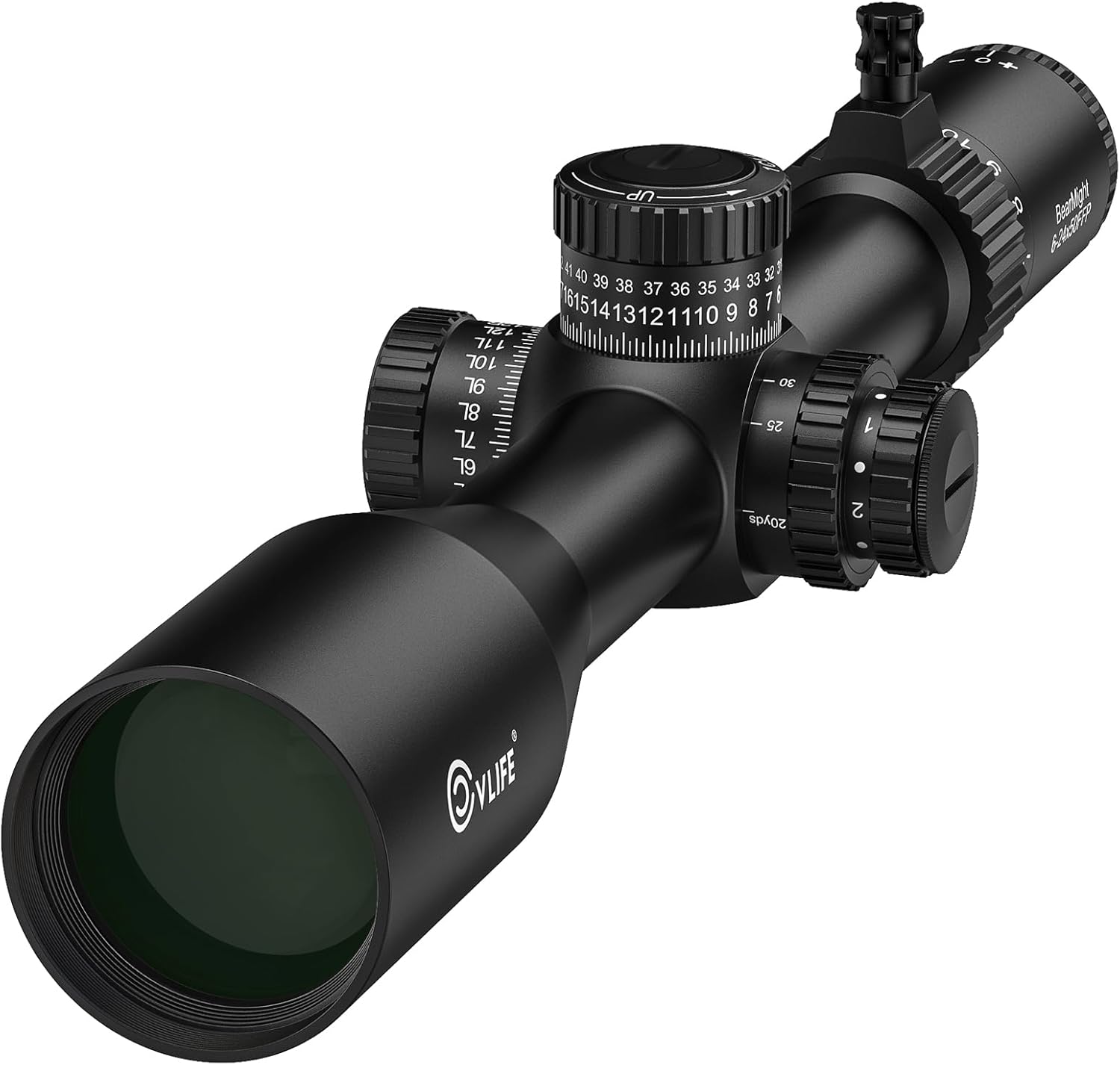 CVLIFE BearMight ED 6-24x50 FFP Rifle Scope - ED Glass, Zero Stop, Illuminated MOA Reticle, Side Focus Parallax Adjustment - First Focal Plane - Long Range Rifle Scope for Hunting - 34mm Tube