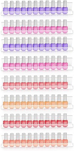 Miniatura 5 de Sezanrpt Estante de esmalte de uñas para pared, organizador de esmalte de uñas transparente montado en la pared, estante de esmalte de uñas acrílico