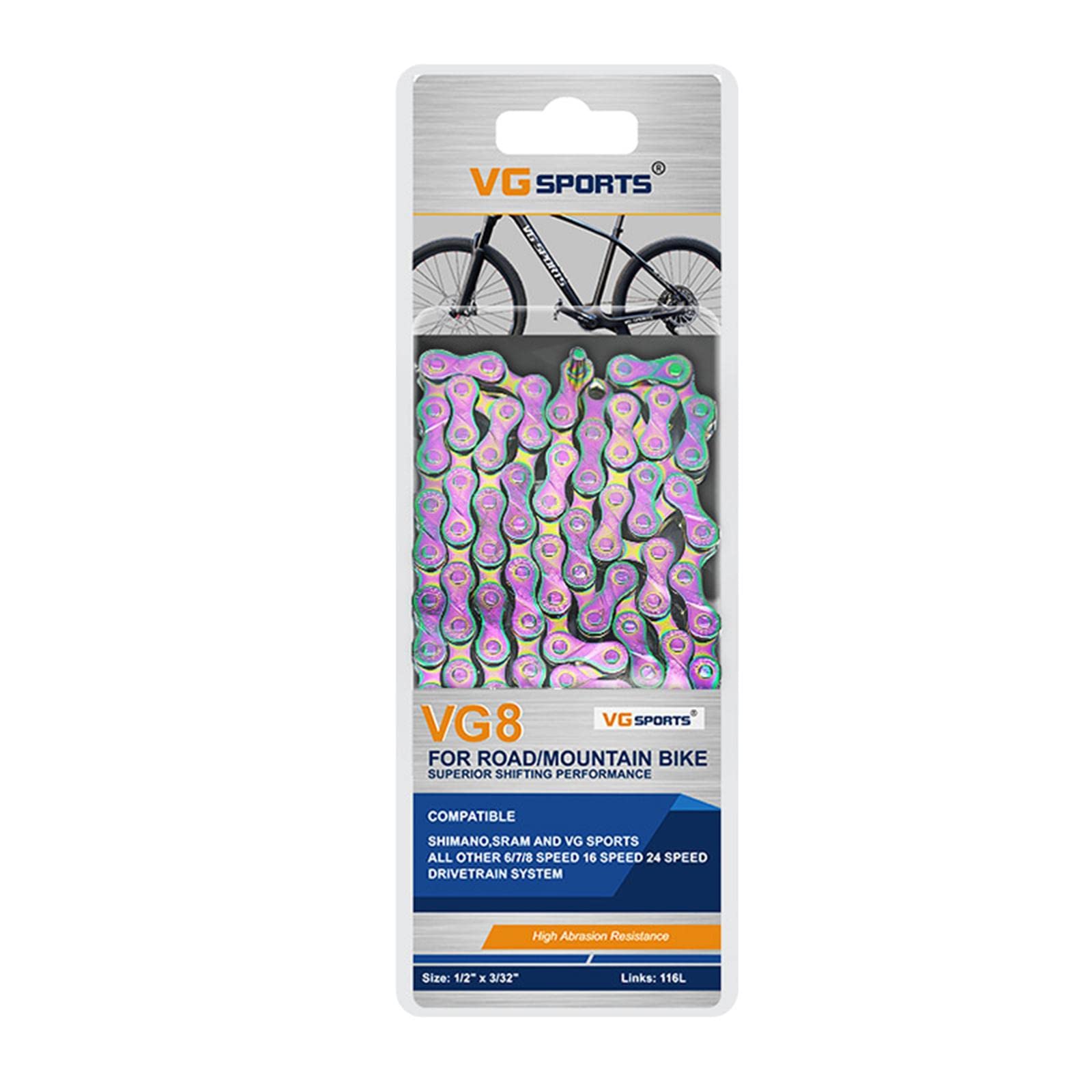 Bike Chain Compact Structure Flexible Quick Link for Folding Bike Cycling 8Speed Rainbow-image-3