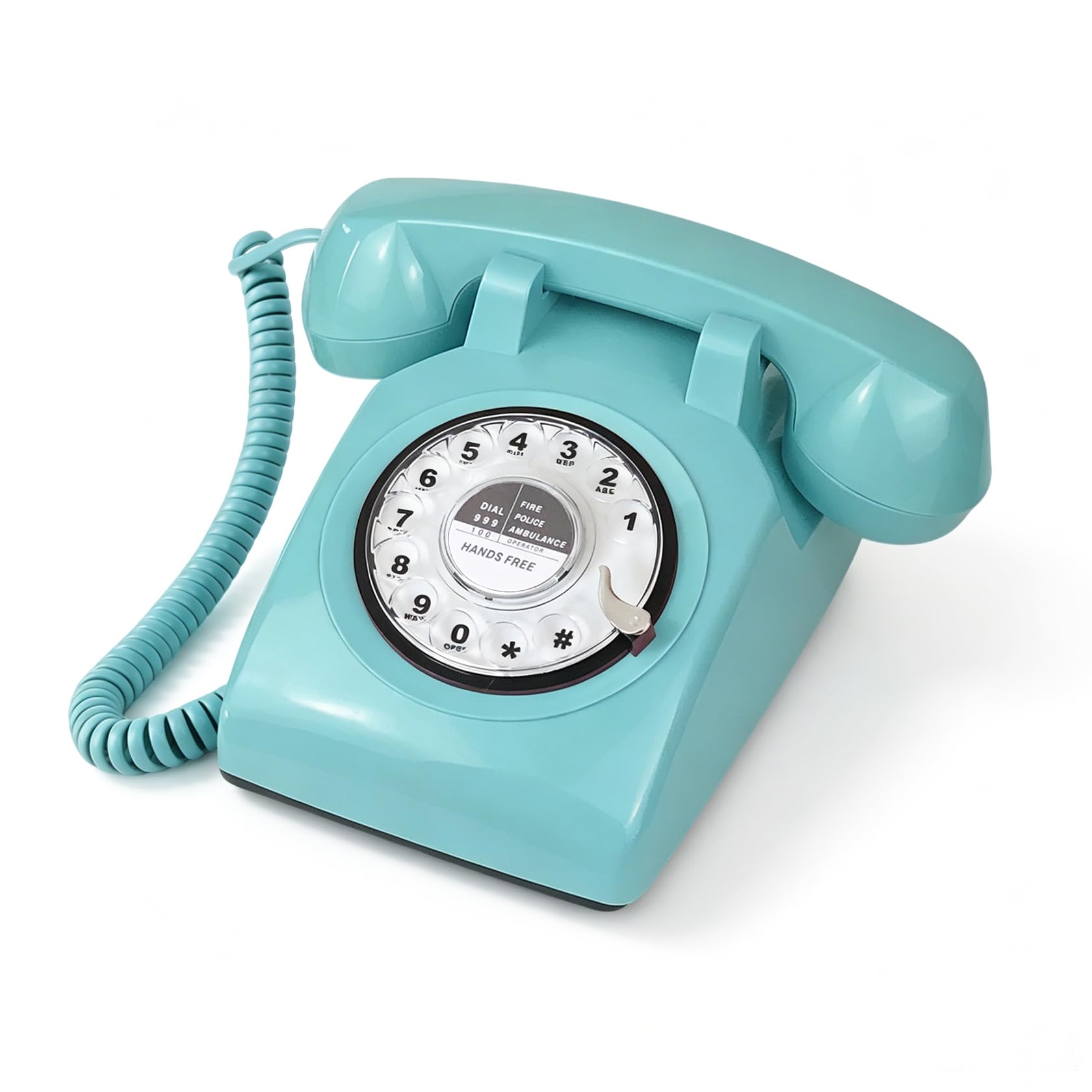 Retro Design przewodowy telefon stacjonarny, klasyczny vintage staromodny obrotowy cyferblat telefon stacjonarny dom biuro hotel wystrój, niebieski