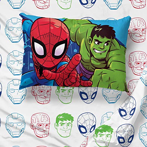 Image of Jay Franco Marvel Super Hero Adventures Avengers Heroes Amigos 4 Piece Toddler Bed Set - Super Soft Microfiber Bed Set - Bedding Features Captain America, Hulk, Iron Man, & Spiderman
