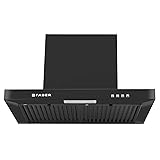 Faber 60 cm 1000 m³/hr T-Shape Kitchen Chimney | Baffle Filter | Push Button Control || 12 Years warranty on Motor|| Motor- 250 Watt | HOOD MARS PB BF BK 60, Black