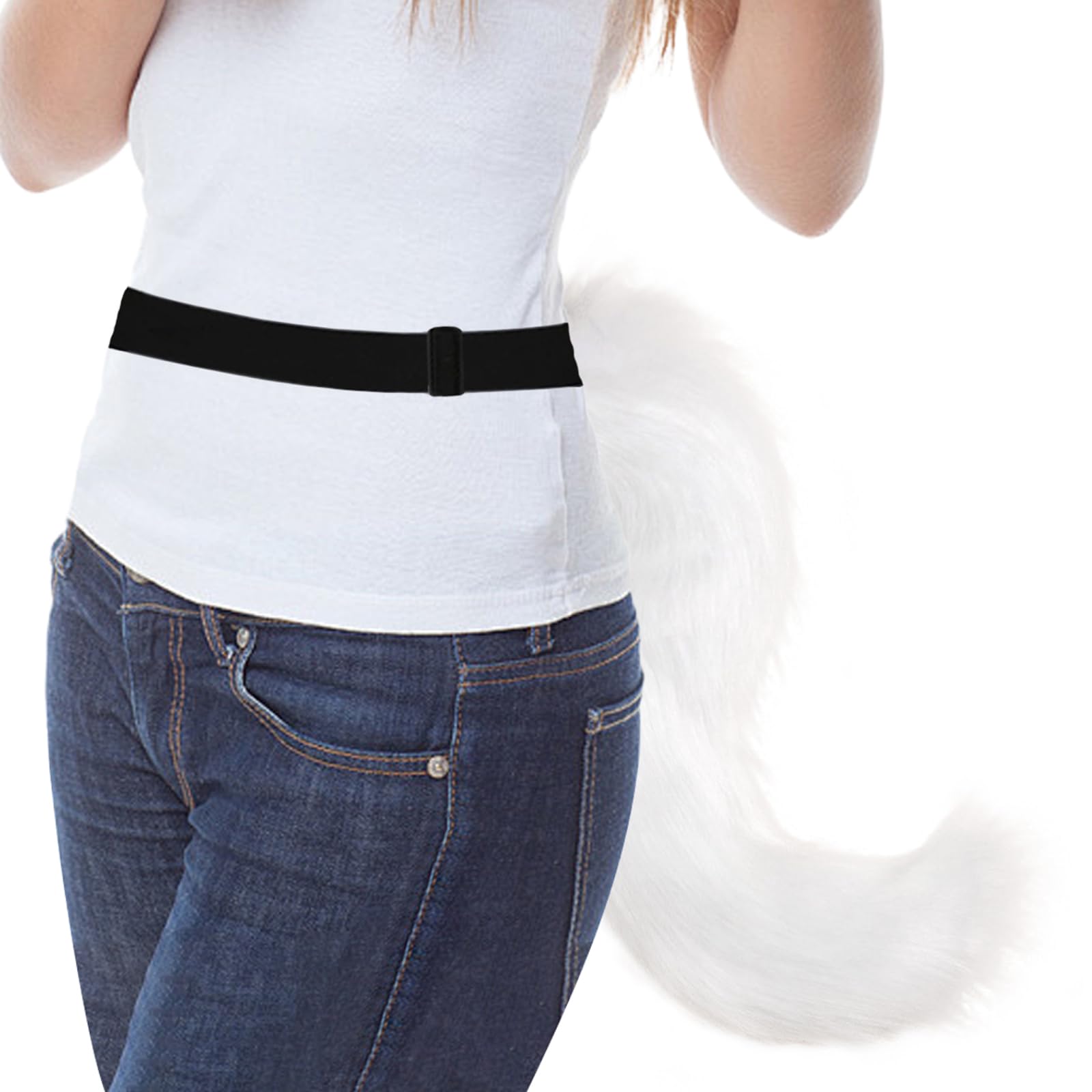 PPFINE Faux Fur Furry Wolf Fox Tail Paw Gloves and Cat Ears Headband Set for Halloween Anime Cosplay Party - Image 2