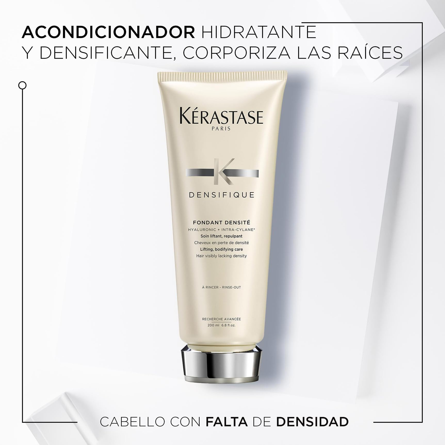 Kérastase Densifique Femme, Acondicionador Densificante, Fortificante sin Apelmazamiento, Suavizante Desenredante, Para Pelo Fino y Debilitado, Fondant Densité, 200 ml