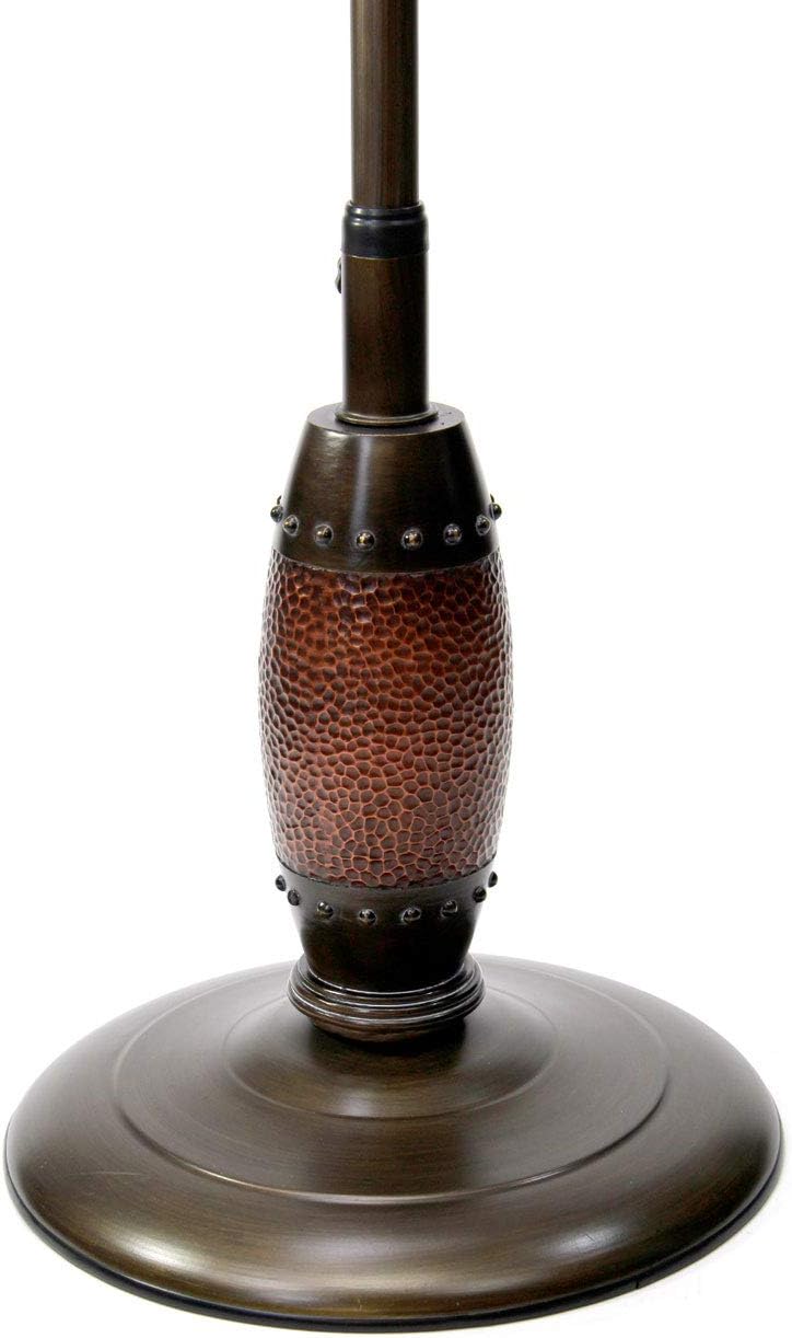 Close-up view of the fan's sturdy base and lower adjustable pole section.