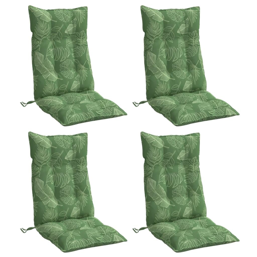 vidaXL Cojines Silla Respaldo Alto 4 uds Tela Oxford Estampado Hojas