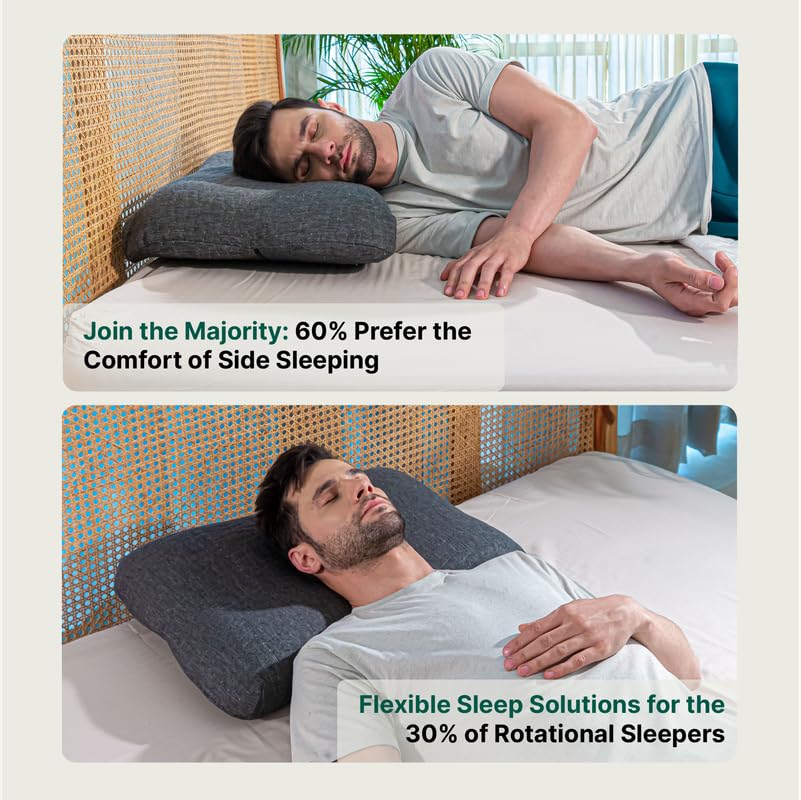 Image of The White Willow Cervical Ergonomic Orthopedic Memory Foam Wave Designed Big Size Bed Pillow for Sleeping, Neck Support, Back Pain Relief for All Sleeping Positions (26.5 inch L x 15.5 inch W x 4.5 inch H) -Grey