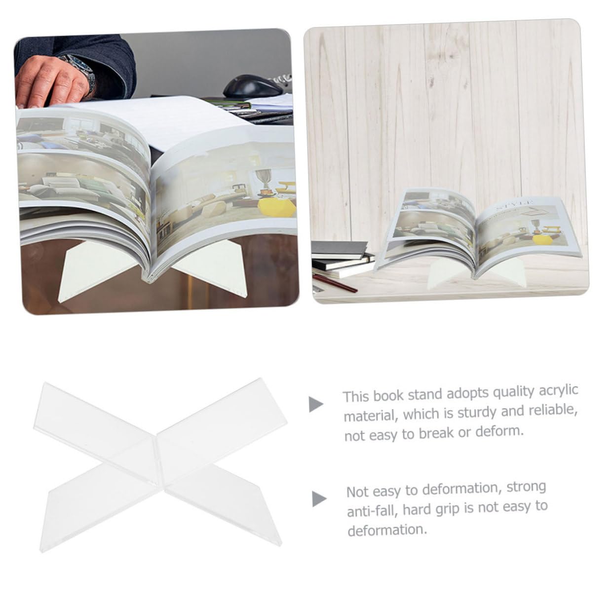 ERINGOGO Sturdy Acrylic Book Stand Recipe Holder Bookshelf Organizer for Kitchen