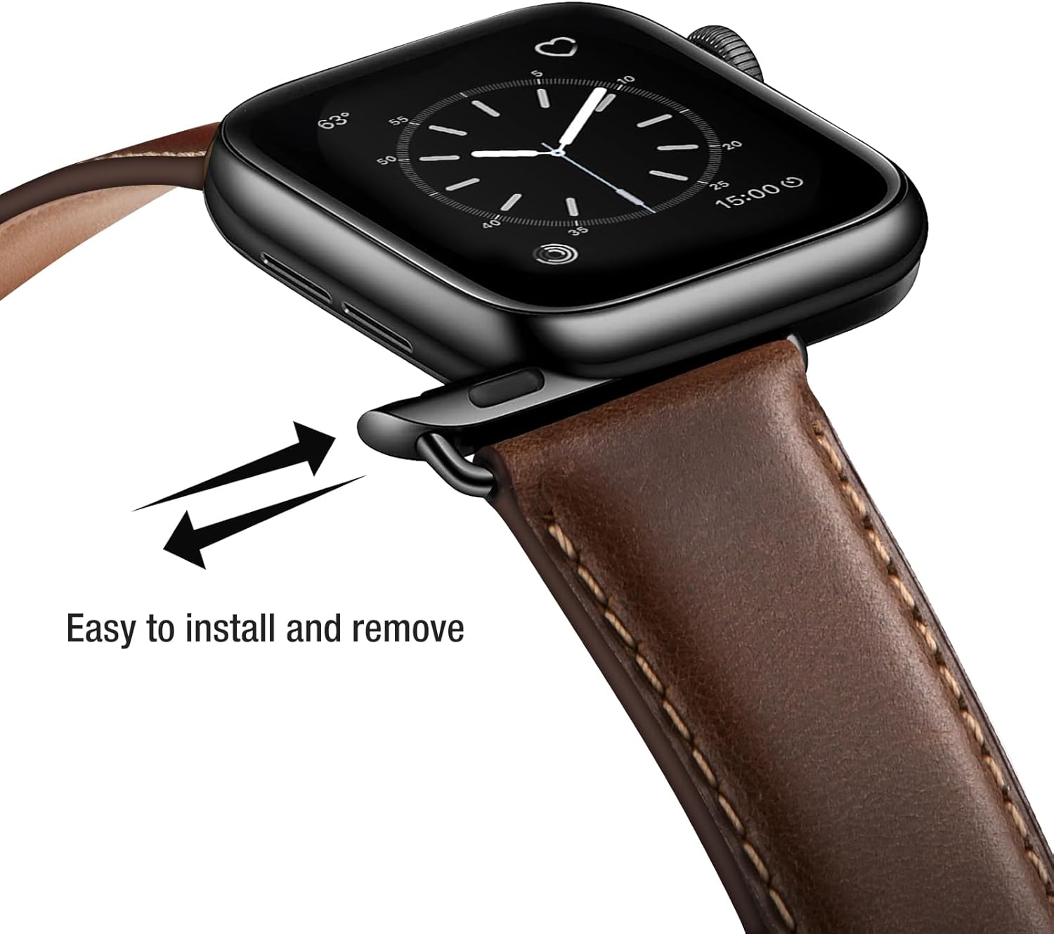 SUNFWR Leather Bands Compatible with Apple Watch Band 42mm(Series 3 2 1) 44mm 45mm 46mm 49mm for Men Women, Top Grain Genuine Leather Replacement Strap for iWatch Ultra 3 2 1, SE3 2 1, Series 11 10 9 8 7 6 5 4 3 2 1