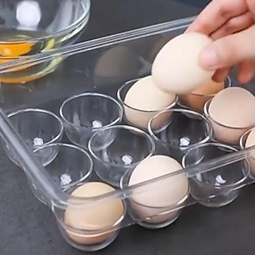 Miniatura 7 de Caja de almacenamiento de huevos de 12 rejillas para refrigerador, soporte versátil para huevos con una cubierta para una fácil visibilidad de la