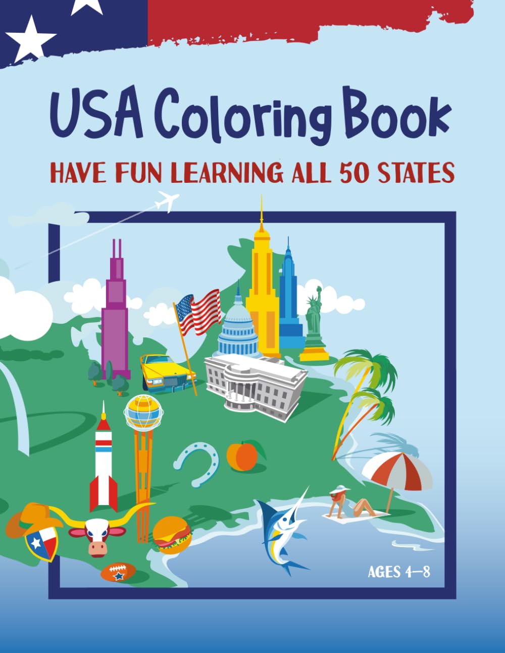 USA Coloring Book for Kids: Learn All 50 States with Fun Educational Coloring Pages for Ages 4–8 | Geography Activity Book for Boys and Girls