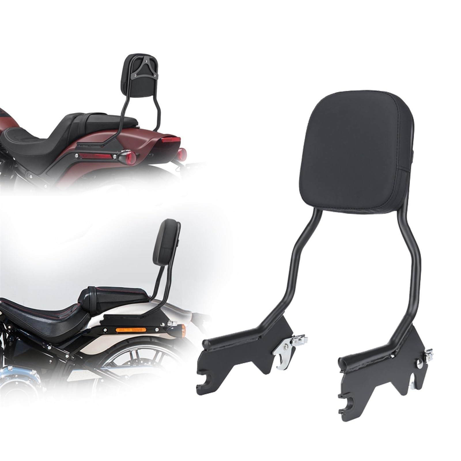Dossier de Coussin Amovible et Sissy Bar Droit Noir pour Harley FLSL Softail Slim