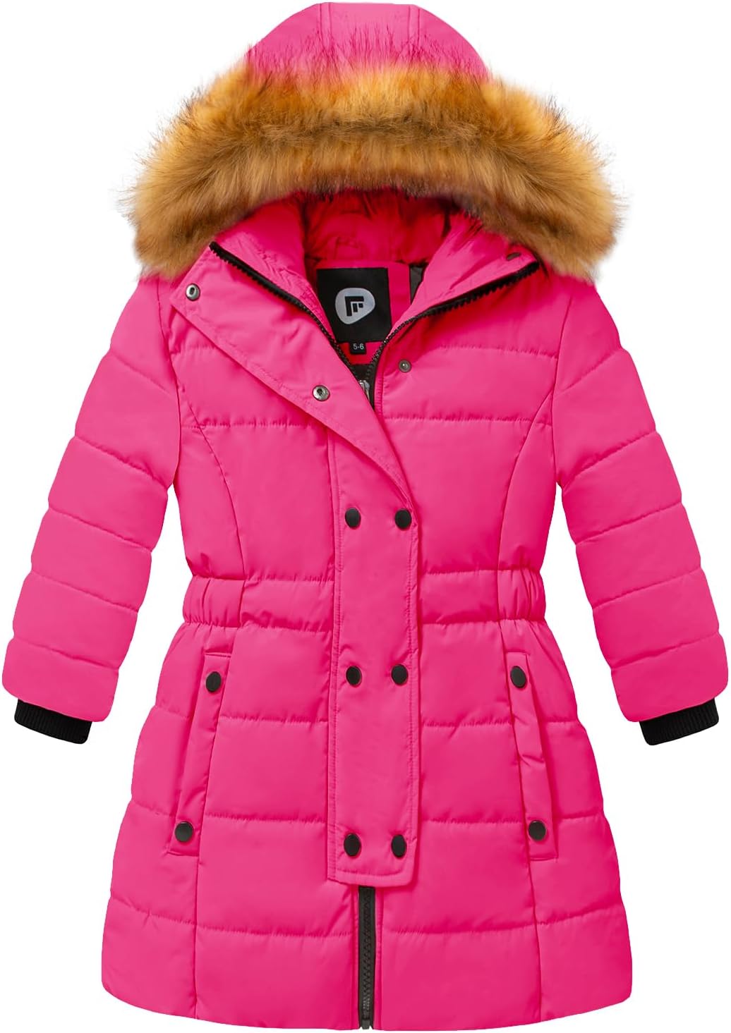 FARVALUE Girls Warm Winter Coats Thicken Long Parka Fleece Puffer Jacket Hooded Quilted Windbreaker