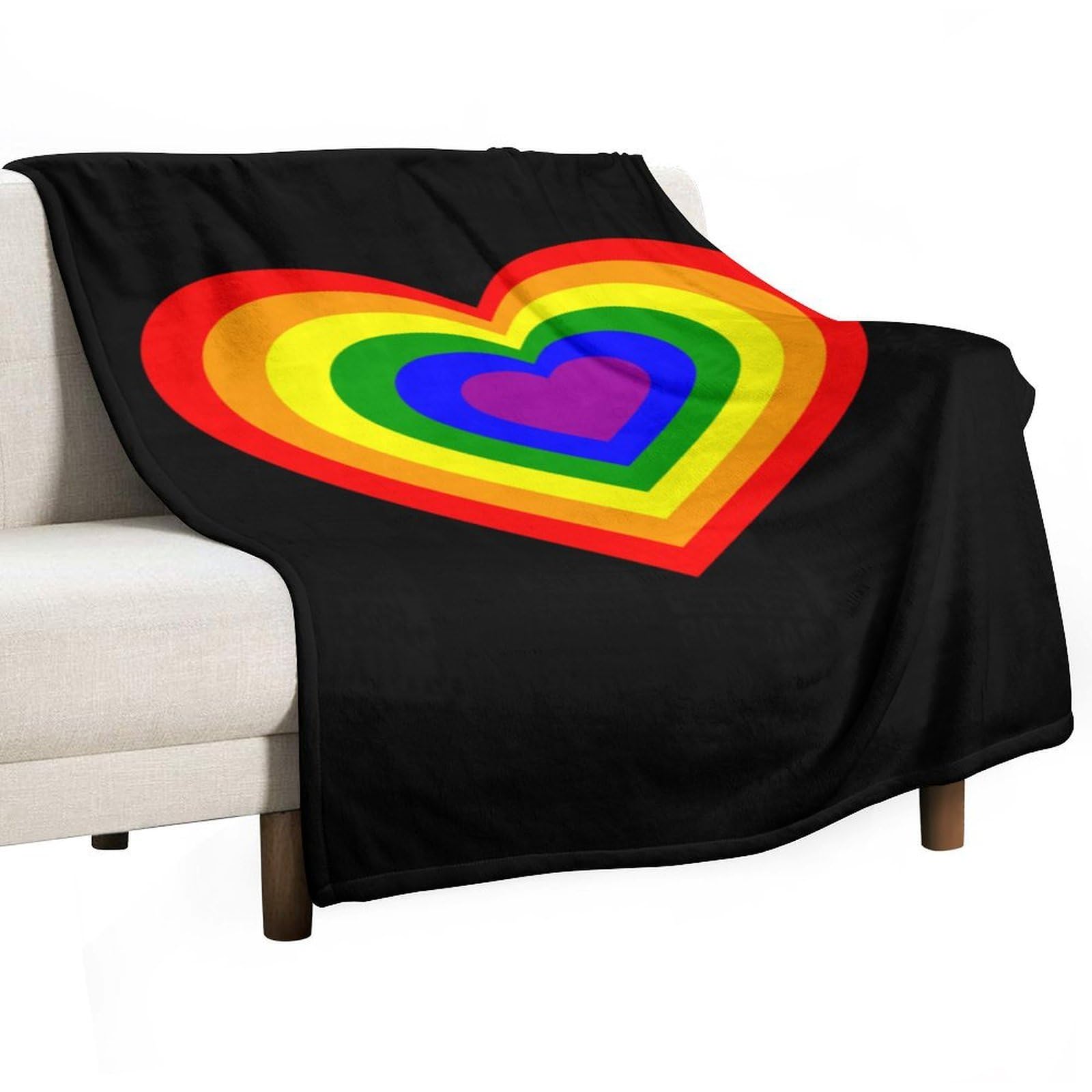 CGSBNGHA LGBT Rainbow Heart Flannel Fleece Blanket Lightweight Soft Throw Blankets for Sofa Couch Bed Chair