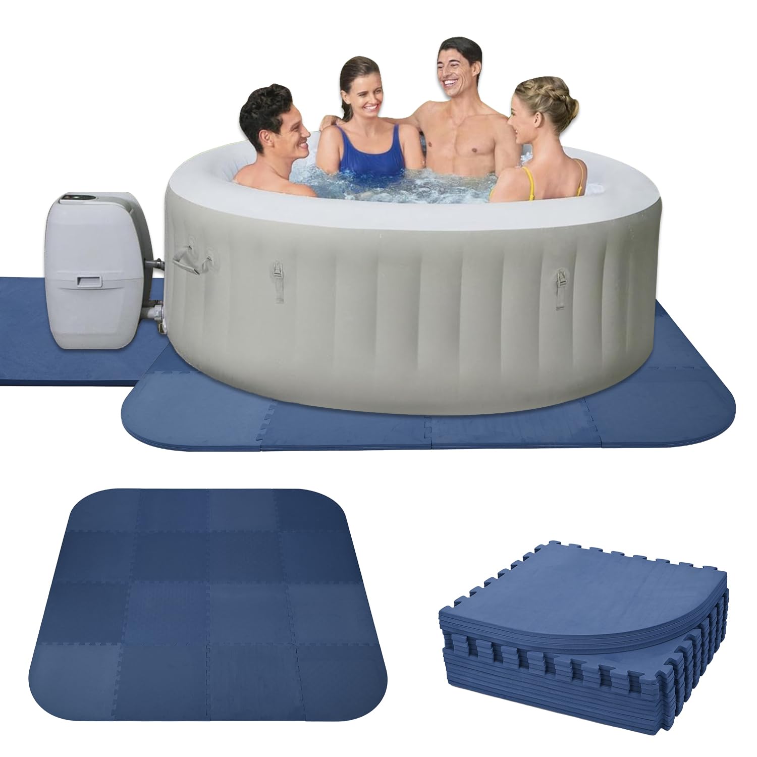 View 1 of 1/2" Extra Thick Hot Tub Mat & Pad for Inflatable Tubs - 85 Inch Non-Slip EVA Foam Padding, Spa Foundation for Outdoor Hot Tubs, Pool, Gym & Camping Mat (Easy Clean)