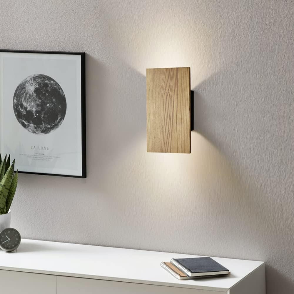 ouglres Wooden Wall Light, LED Wall Lamp with Switch 2Pack, Up and Down Indoor Vintage Lights - Image 4