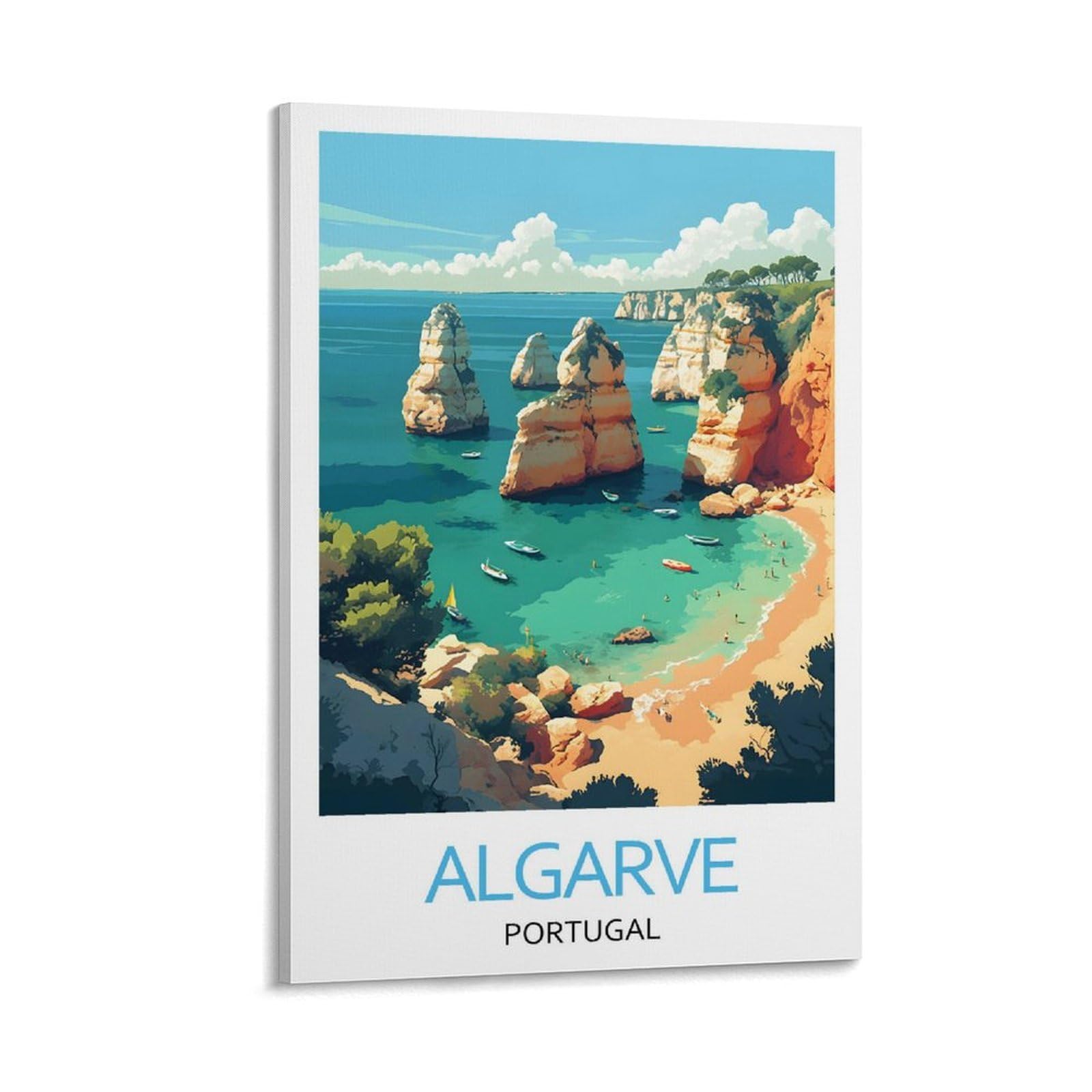 Yjneng Framed Canvas Art Picture Algarve Portugal Wall Decor Art Painting Posters Modern Family Decorative Poster 08X12inch(20X30cm)