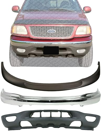 Parachoques delantero de acero cromado + cubierta superior imprimada + cenefa inferior texturizada con luz antiniebla y agujeros de gancho de