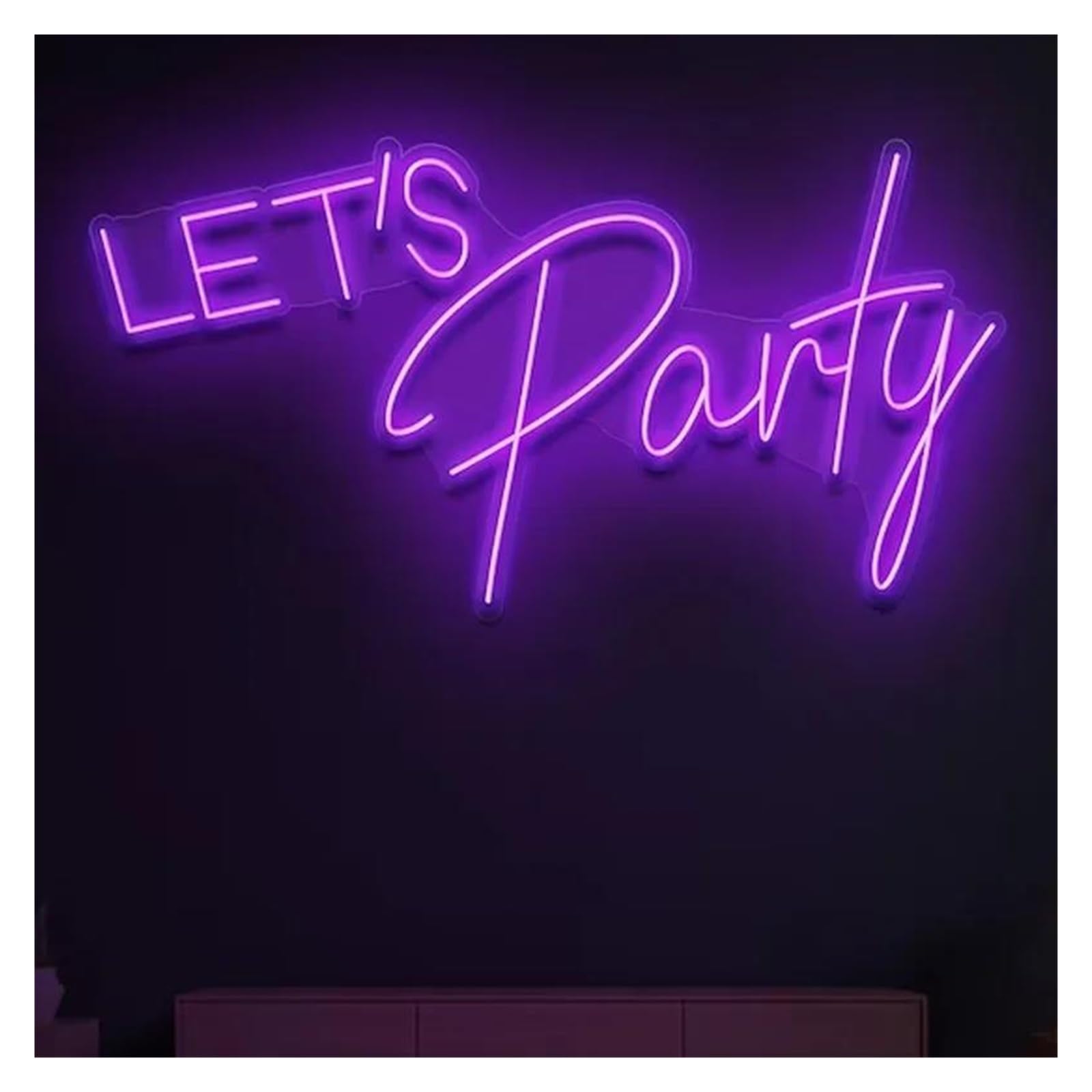 Shouxi E Sign Lamp Let's Party Neon Sign Wedding Hom Room Decoration Holiday Vent Party Backdrop Wall Decor 50Cm(E)