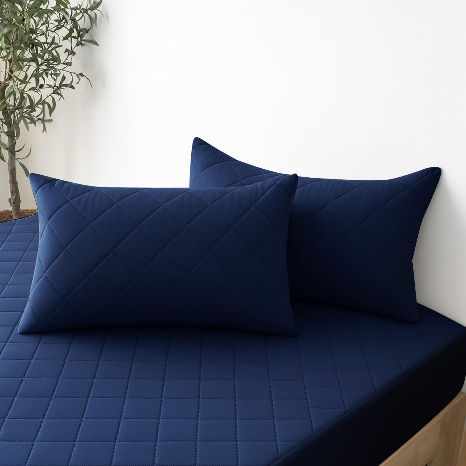 YSTELLAA Kissenbezug 50x80CM 2er Set, Dunkelblau