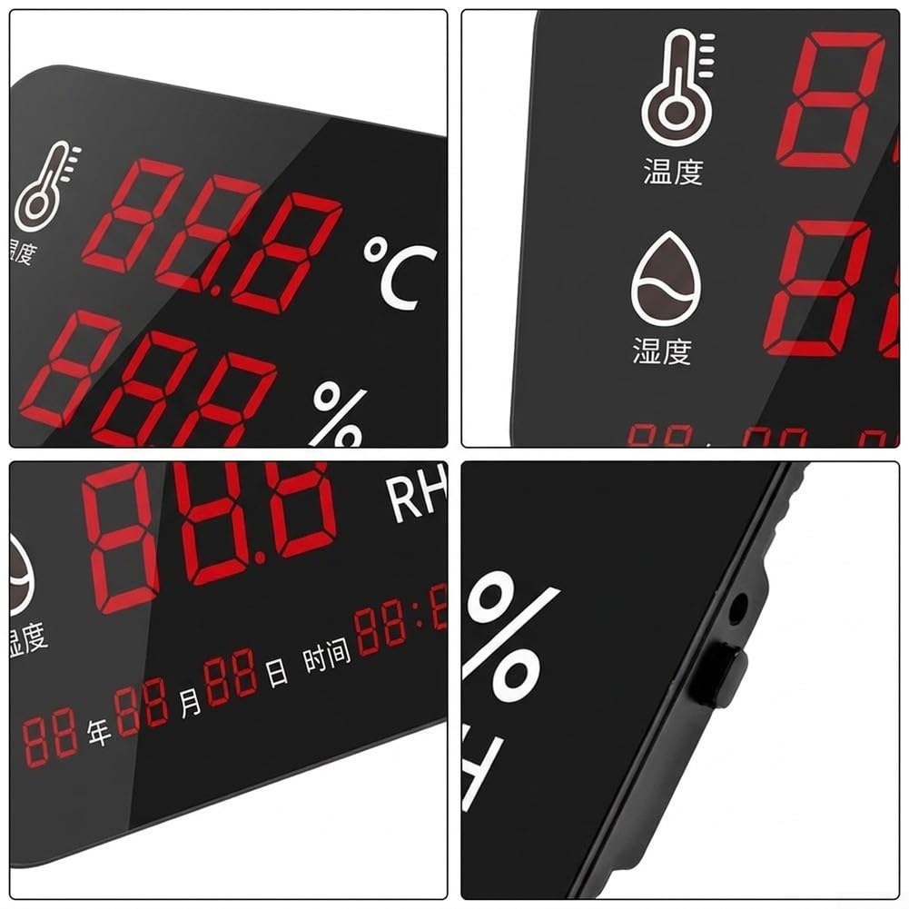 Termómetro higrómetro industrial -40 hasta 80 °C LED pared