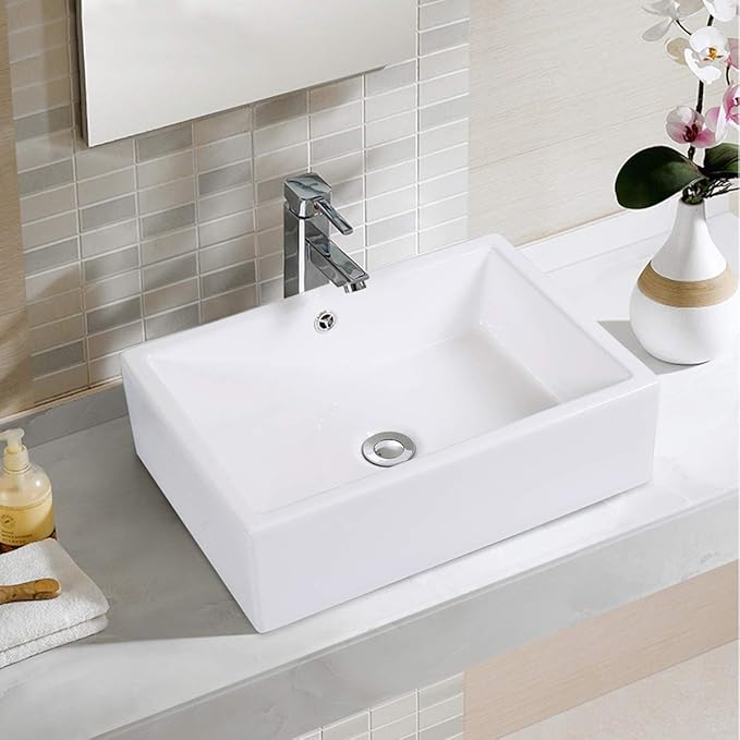Giantex 20-Inch Bathroom Rectangle Ceramic Vessel Sink Vanity Pop Up ...