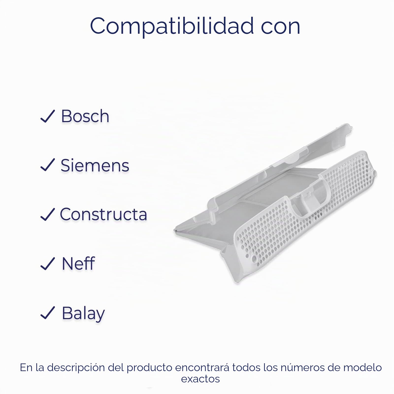 LUTH Premium Profi Parts Filtro de pelusas Bolsa filtrante Filtro compatible con Bosch Siemens Constructa Neff Balay IQ300 IQ390 IQ500 IQ700 IQ790 IQ800 IQ890 00656033 656033 para secadoras blancas