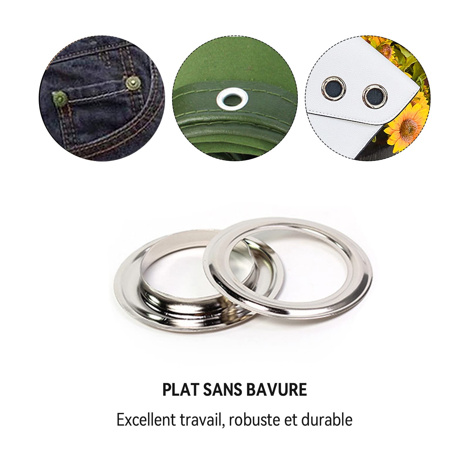 Machine à œillets, Pince à œillets, Professionnelle Pince à Oeillet Cuir Pince a Rivet Couture, Presse-œillet à Main avec 3 moules 3000 œillets(6/10/12mm) pour Baches, Tissus, Bannières, DIY Décor