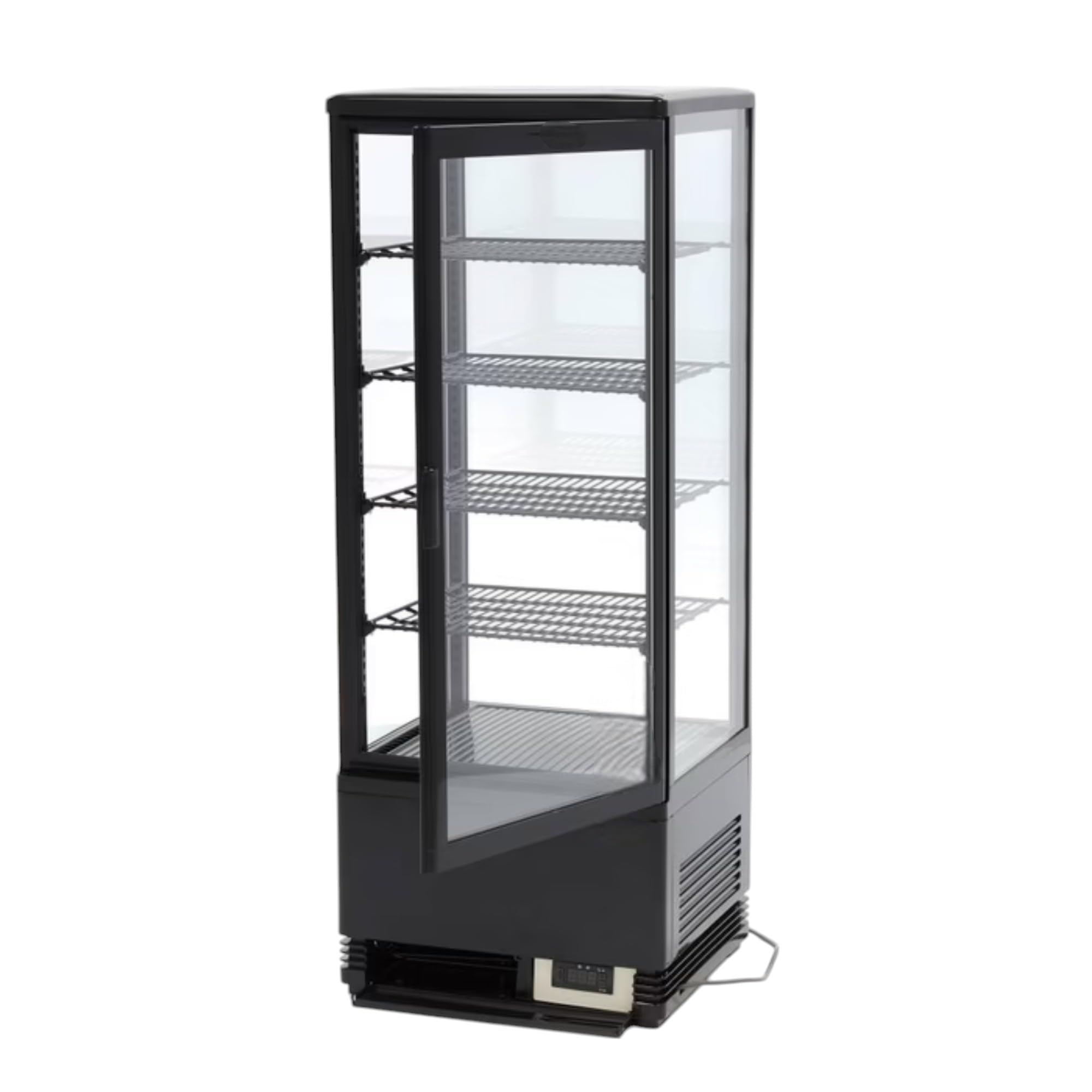 Générique Vitrine Réfrigérée à Poser 98L Noire - 0/+12°C - LED - Double Vitrage 4 Faces - Froid Ventilé