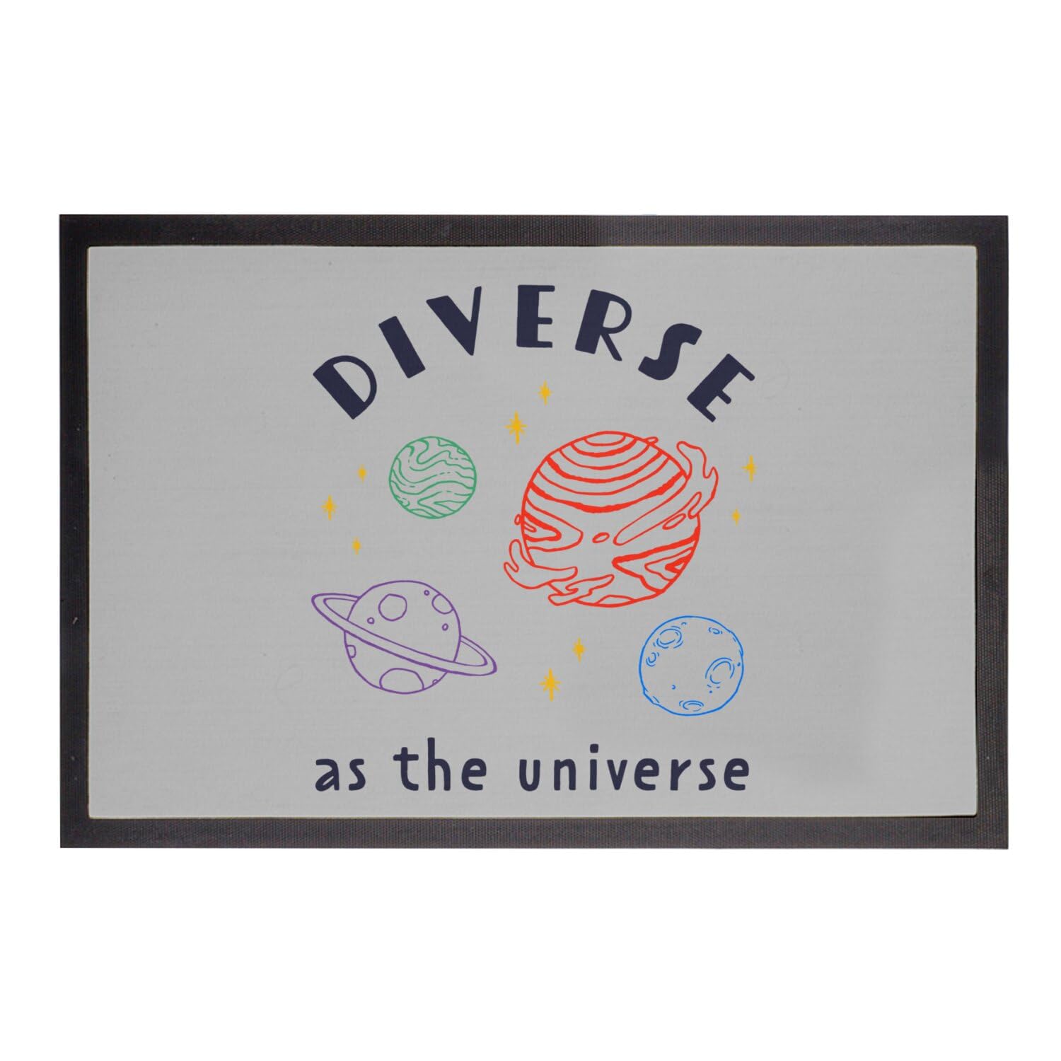 Paillasson LGBTQ+ Diverse as The Universe tapis d'entrée gris pour appartement moderne
