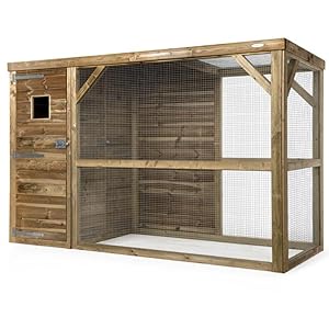 300 x 120 x 190 Holzvoliere mit Innenraum-Schleuse, Futterdrehtablett | Gartenvolieren