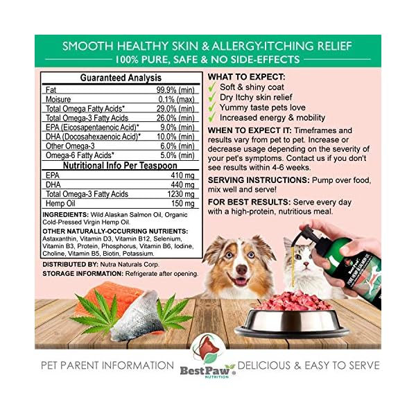 Pure Hemp & Salmon Oil for Dogs and Cats – Omega Skin Care for Dandruff, Shedding, Allergy & Itchy Skin Relief – Joint Supplement for Pet Arthritis – Skin & Coat Vitamins Pets Love – 8 oz Pure Hemp & Salmon Oil for Dogs and Cats – Omega Skin Care for Dandruff, Shedding, Allergy & Itchy Skin Relief – Joint Supplement for Pet Arthritis – Skin & Coat Vitamins Pets Love – 8 oz