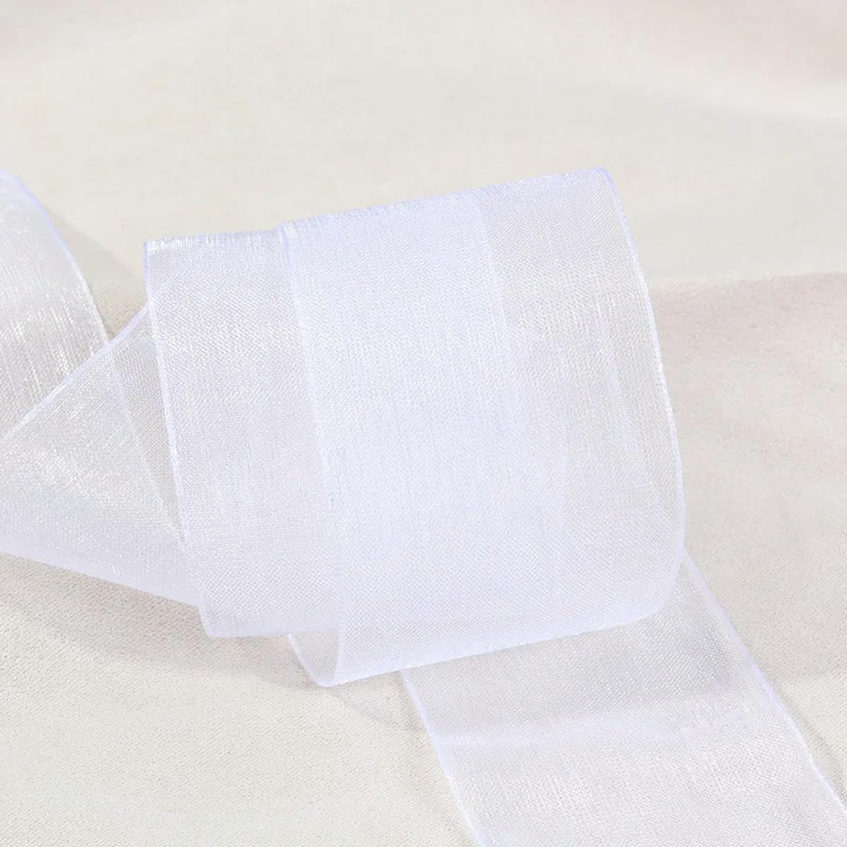 CIVIOOH 50 Yards Sheer Chiffon Ribbon Organza Satin Ribbons for Gift Wrapping Wedding Decoration Bouquets Party DIY Crafts