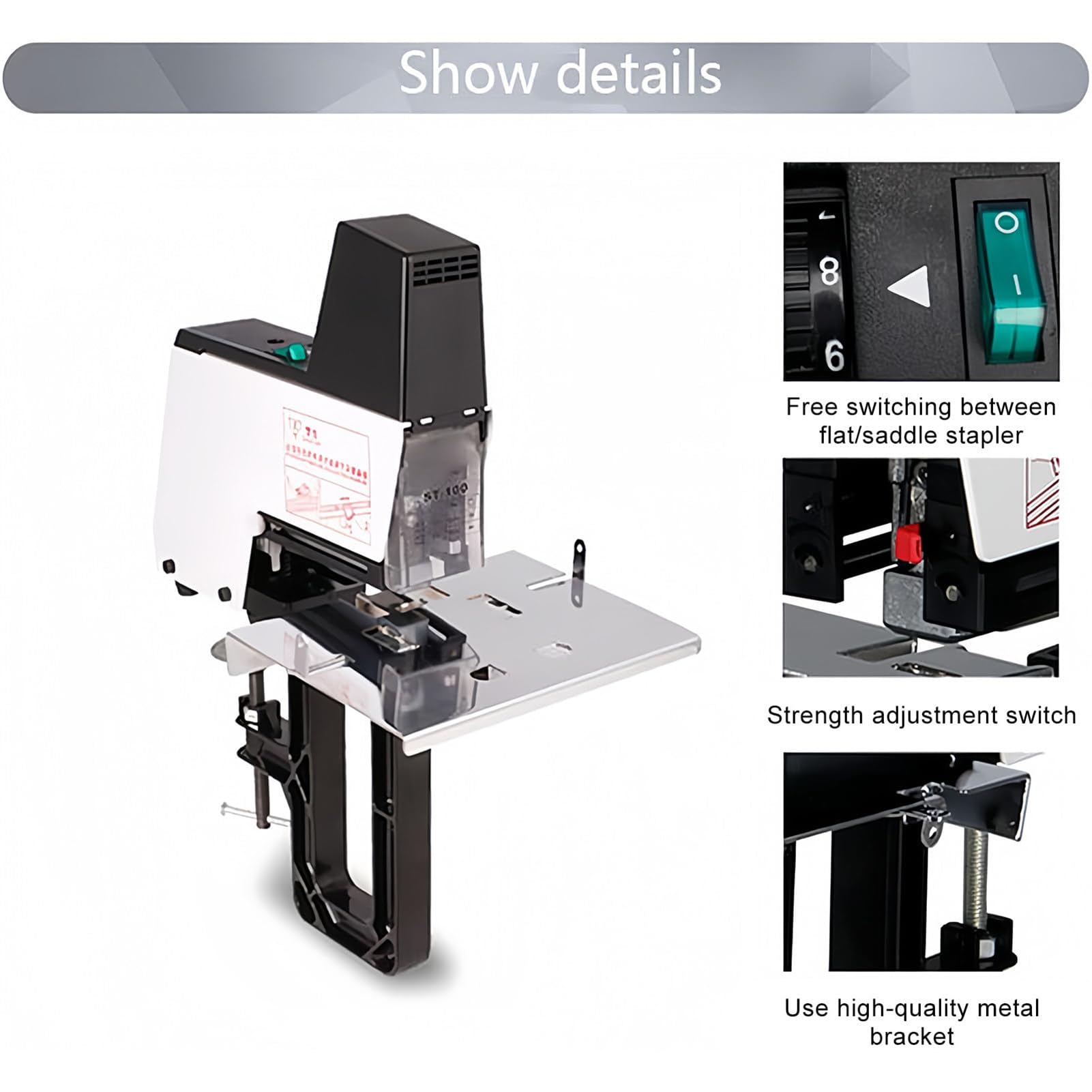 Cucitrice elettrica 106 Macchina, Cucitrice Elettrica Automatica per Impieghi Gravosi, 1-9 Livelli di Intensità Regolabili, 2-40 Fogli con Pedale Singlehead