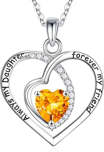 Infinity Love Heart Birthstone Necklace for Women Jewelry, S925 Sterling Silver Heart Pendant Birthstone Necklace Women Gifts Valentines Mothers Day