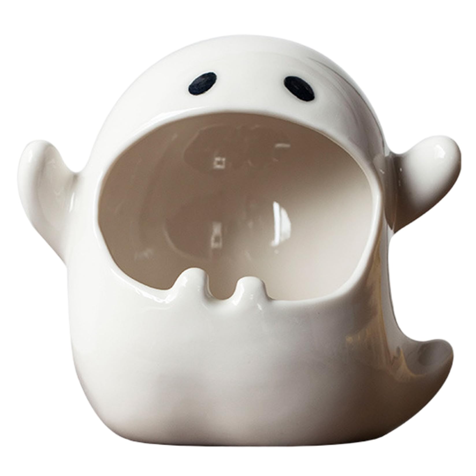 Grsrkep Halloween Candy Bowl Funny Ghost Shape Halloween Candy Dish Ceramic Ghost Decor for Trick or Treat Bowl, Candlestick, Ashtray 4.7x4.5 inch