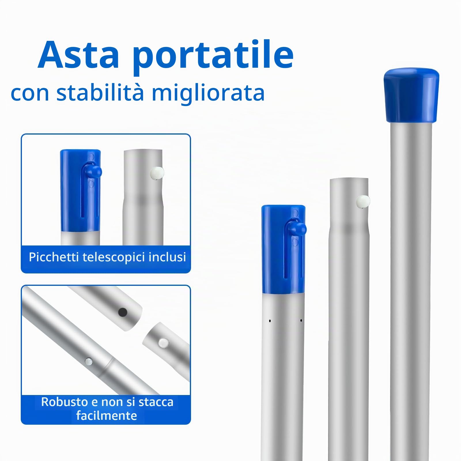 Jsdoin 161cm Retino per Piscina Pulizia, Rete a Maglia Fine dello Skimmer per Foglie Retina Raccogli Foglie Stabile con Asta Telescopica per Piscina, Spa, Laghetti, Sorgenti Termali