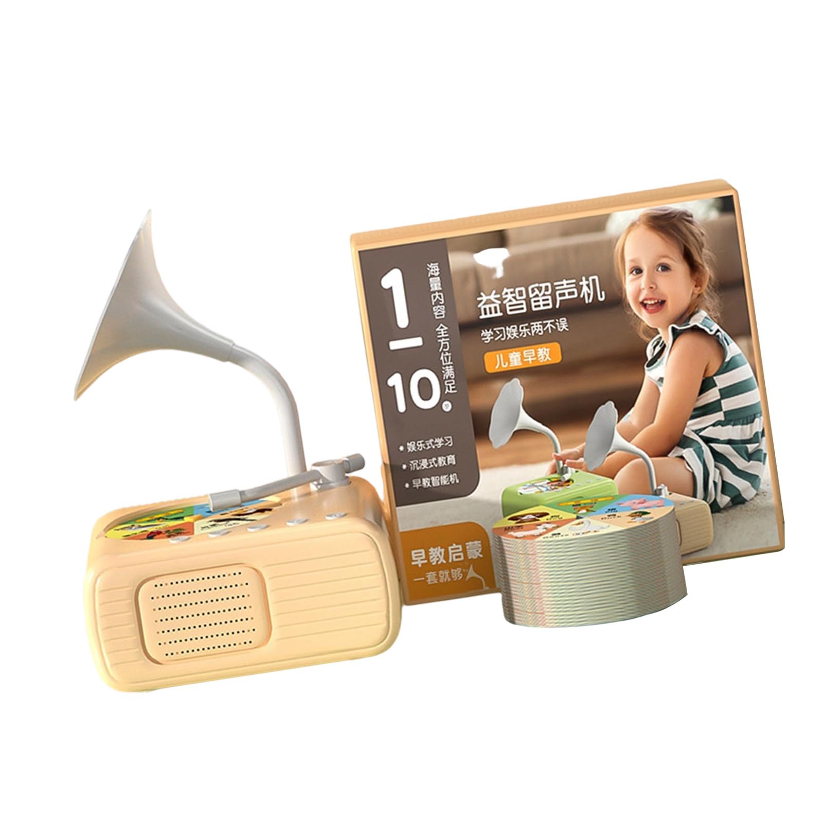 Kids Educational Gramophon Toy Mit 96 Lernkarten Musikbox Geschichten Erzählungsmaschine Interaktives Spielzeug Für Jungen Mädchen