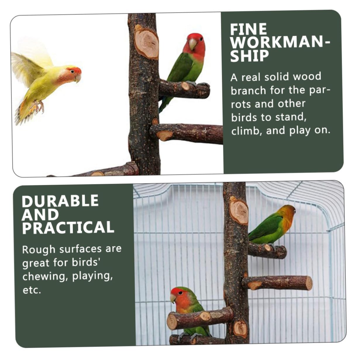 BESPORTBLE 2ensembles Perchoir à Oiseaux Naturel Support De pour Cage Accessoire De Perchoir pour Perroquets Et Petits Oiseaux Stabilité Et Confort Assurés Moyenne