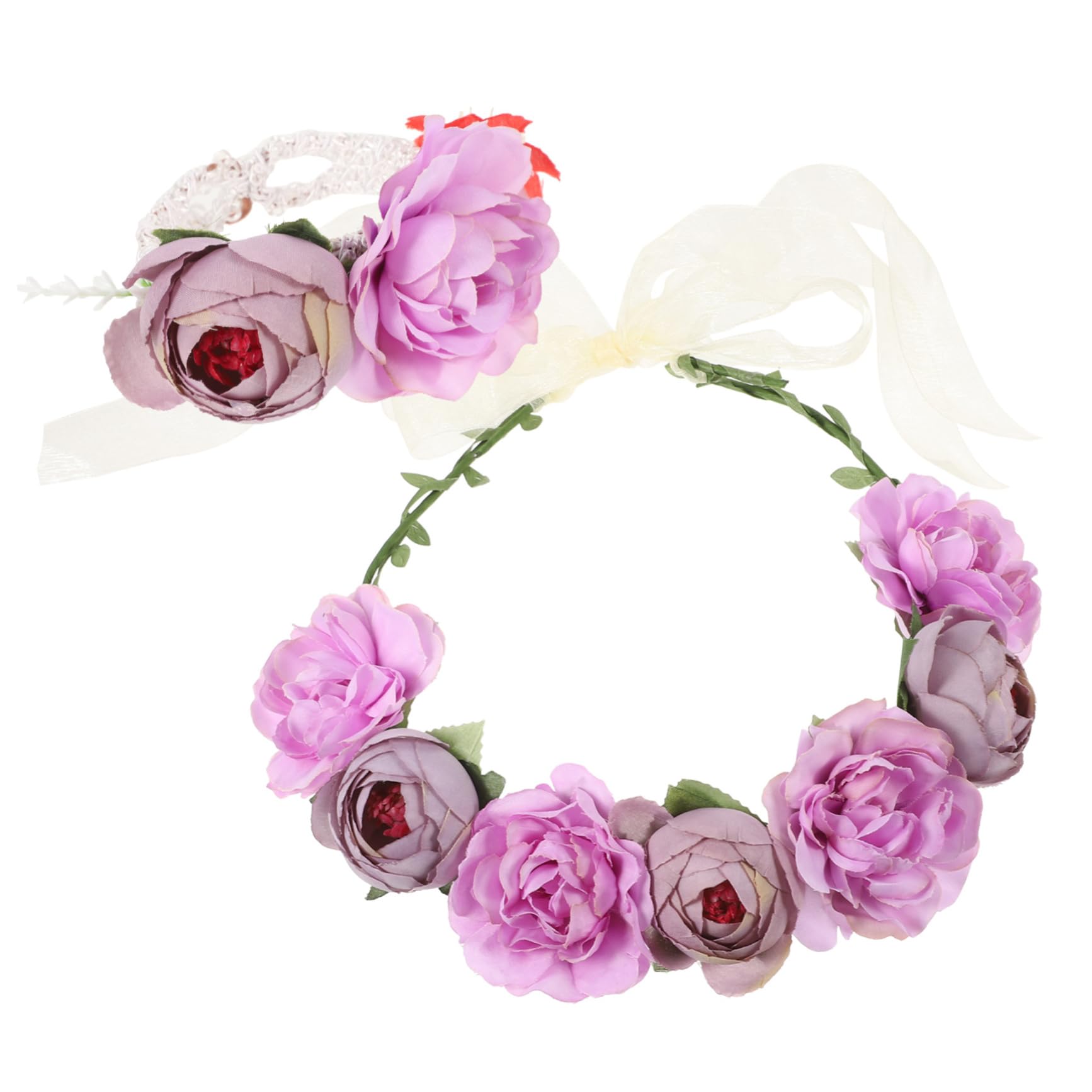 MAGICLULU 4 Sets Elegante Blumenkrone Haarkranz Stirnband Armband Hochzeit Braut Corsage Für Damen Party Dekorationen
