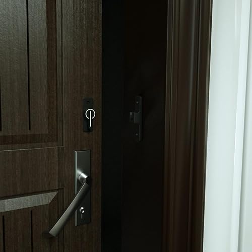 Miniatura 8 de Paquete de 2 pestillos para puerta de granero de 90 grados, color negro luminoso, cerraduras de puerta corrediza pesadas, cerradura de puerta