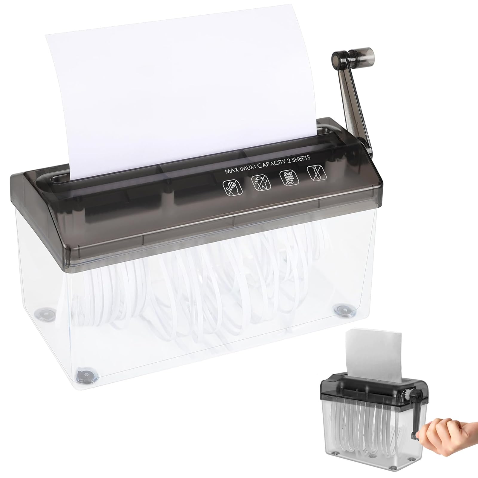 Manueller Aktenvernichter A4, Hand-Papierschredder Mini Schredder mit Kurbel, 3mm Streifenbreite Handaktenvernichter Tragbarer Gerade Handbetriebener für A4 Papier Buchstaben zum Zuhause Schule Büro