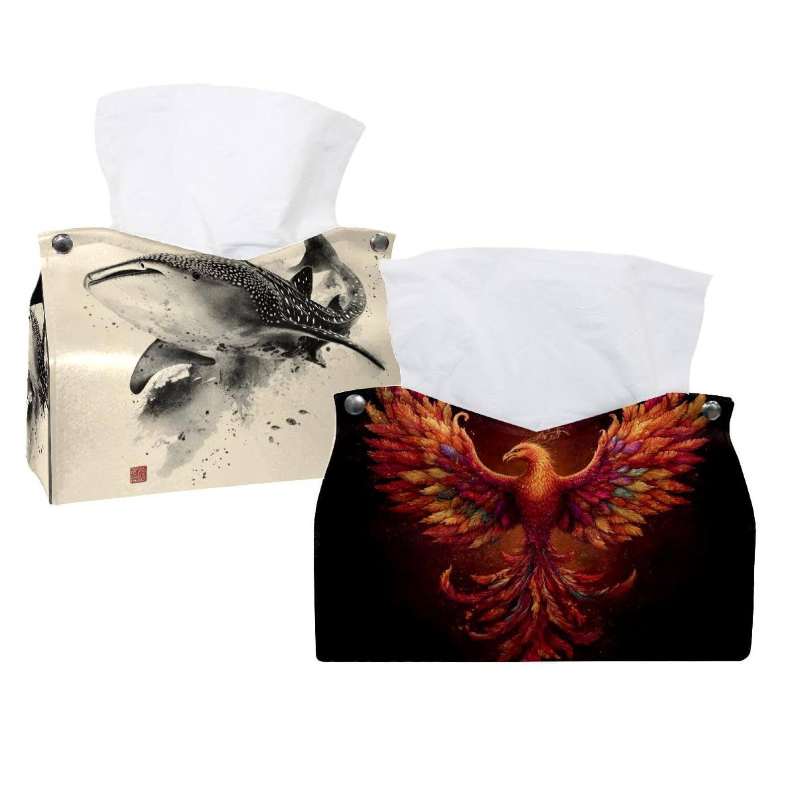 Boîte à mouchoirs en cuir Inhomer lot de 3 boîtes design phénix de feu