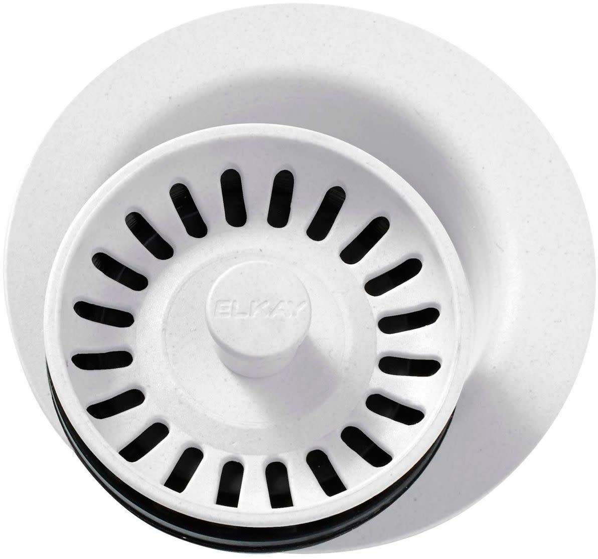 Elkay LKQD35WH Flange Fitting with Removable Strainer for Garbage DISPOSALS White, LKQD35