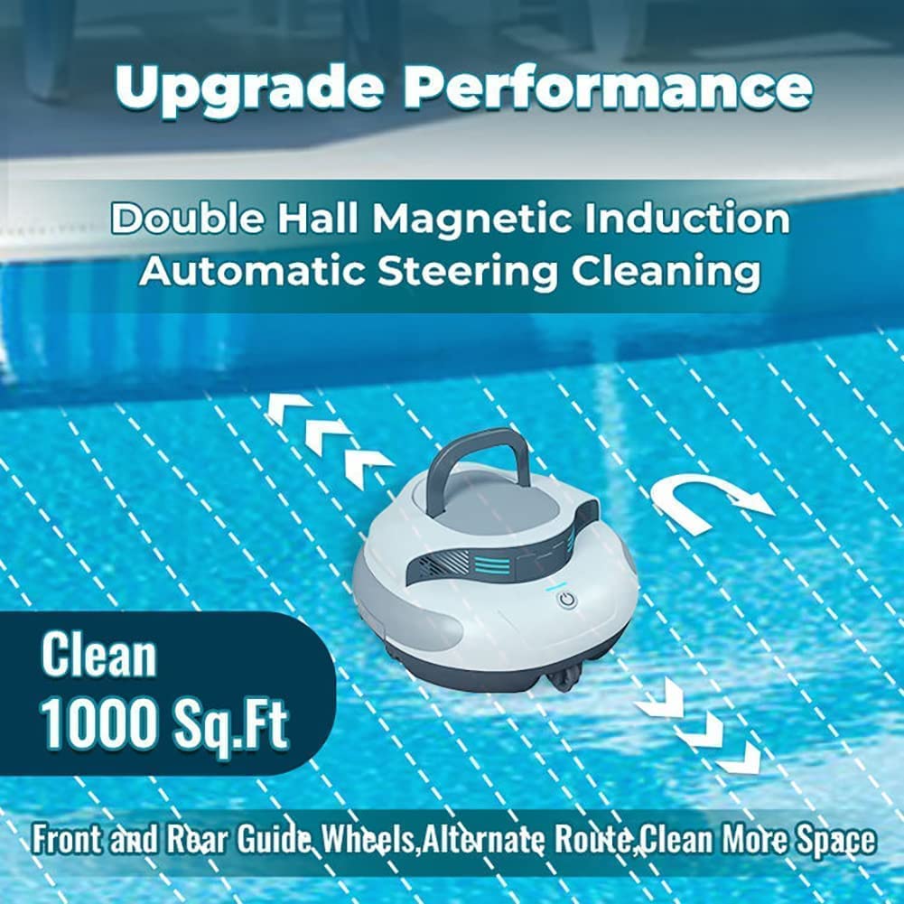 Bezprzewodowy odkurzacz do basenów, automatyczny robot czyszczący do basenów trwa 100 minut, akumulator 5000 mAh, samoczynne parkowanie, do 1000 stóp kwadratowych, do płaskich basenów naziemnych/n